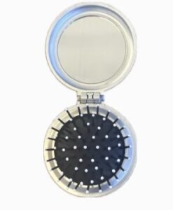 Vikbar hårborste med spegel – Grå